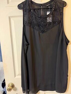 Torrid Women’s Plus 4x Black Beaded Sleeveless Embellished Tank
